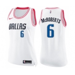 Women's Nike Dallas Mavericks #6 Josh McRoberts Swingman White Pink Fashion NBA Jersey