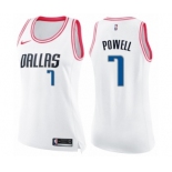 Women's Nike Dallas Mavericks #7 Dwight Powell Swingman White Pink Fashion NBA Jersey