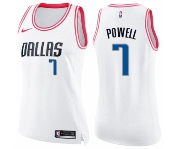 Women's Nike Dallas Mavericks #7 Dwight Powell Swingman White Pink Fashion NBA Jersey