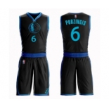 Youth Dallas Mavericks #6 Kristaps Porzingis Swingman Black Basketball Suit Jersey - City Edition