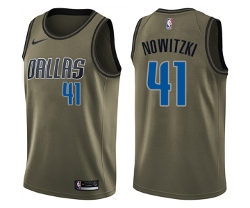 Youth Nike Dallas Mavericks #41 Dirk Nowitzki Swingman Green Salute to Service NBA Jersey