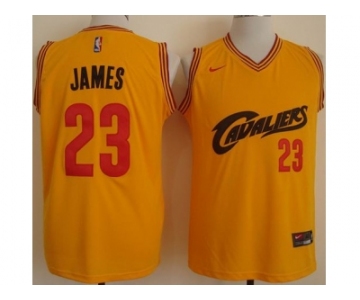 Cleveland Cavaliers #23 LeBron James Gold Nike Throwback Stitched NBA Jersey