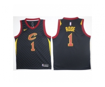 Men Cleveland Cavaliers #1 Derrick Rose Black Swingman 2017-18 NBA Jersey