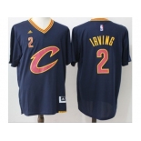 Men Cleveland Cavaliers #2 Kyrie Irving Navy Blue Short Sleeve C Stitched NBA Jersey