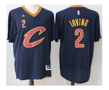 Men Cleveland Cavaliers #2 Kyrie Irving Navy Blue Short Sleeve C Stitched NBA Jersey