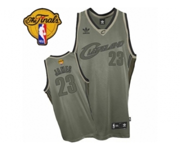 Men's Adidas Cleveland Cavaliers #23 LeBron James Swingman Grey Field Issue Swingman 2017 The Finals Patch NBA Jersey