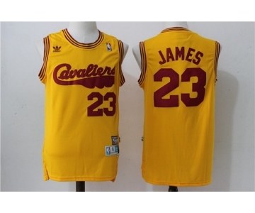 Men's Adidas Cleveland Cavaliers #23 LeBron James Yellow New Jersey