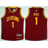 Men's Cleveland Cavaliers #1 Derrick Rose Red Road Stitched NBA Jersey