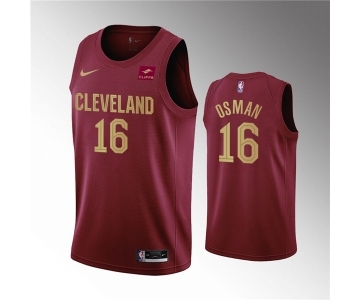 Men's Cleveland Cavaliers #16 Cedi Osman Wine Icon Edition Stitched Basketball Jersey