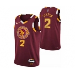 Men's Cleveland Cavaliers #2 Collin Sexton Red 2021-2022 75th Anniversary City Edition Stitched Basketball Jersey