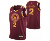 Men's Cleveland Cavaliers #2 Collin Sexton Red 2021-2022 75th Anniversary City Edition Stitched Basketball Jersey