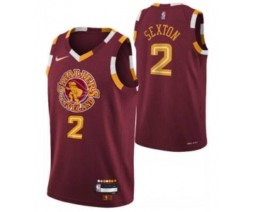 Men's Cleveland Cavaliers #2 Collin Sexton Red 2021-2022 75th Anniversary City Edition Stitched Basketball Jersey