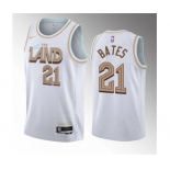 Men's Cleveland Cavaliers #21 Emoni Bates White 2023 Draft City Edition Stitched Jersey