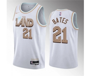 Men's Cleveland Cavaliers #21 Emoni Bates White 2023 Draft City Edition Stitched Jersey