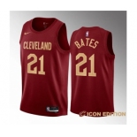 Men's Cleveland Cavaliers #21 Emoni Bates Wine 2023 Draft Icon Edition Stitched Jersey