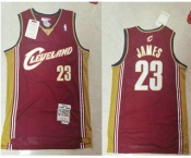 Men's Cleveland Cavaliers #23 LeBron James 2003-04 Burgundy Red Hardwood Classics Soul Swingman Throwback Jersey