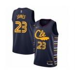 Men's Cleveland Cavaliers #23 LeBron James Authentic Navy Basketball Jersey - 2019-20 City Edition