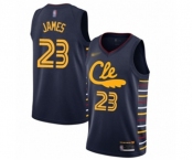 Men's Cleveland Cavaliers #23 LeBron James Authentic Navy Basketball Jersey - 2019-20 City Edition