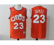 Men's Cleveland Cavaliers 23 Lebron James Orange Hardwood Classics Swingman Jersey