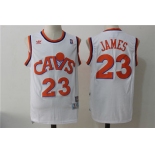 Men's Cleveland Cavaliers 23 Lebron James White Hardwood Classics Swingman Jersey