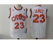 Men's Cleveland Cavaliers 23 Lebron James White Hardwood Classics Swingman Jersey