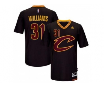 Men's Cleveland Cavaliers #31 Deron Williams adidas Black Sleeved Player Swingman Jersey