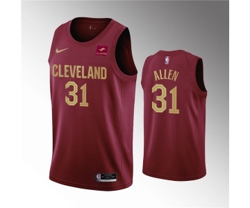 Men's Cleveland Cavaliers #31 Jarrett Allen Wine Icon Edition Stitched Basketball Jersey