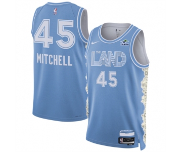 Men's Cleveland Cavaliers #45 Donovan Mitchell Light Blue 2024-25 City Edition Stitched Jersey