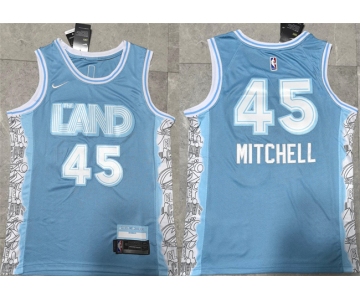 Men's Cleveland Cavaliers #45 Donovan Mitchell Light Blue 2024 City Edition Stitched Jersey