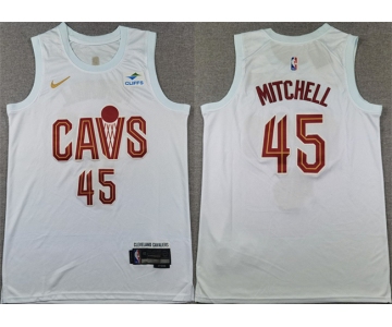 Men's Cleveland Cavaliers #45 Donovan Mitchell White Association Edition Stitched Jersey