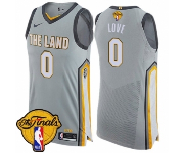 Men's Nike Cleveland Cavaliers #0 Kevin Love Authentic Gray 2018 NBA Finals Bound NBA Jersey - City Edition