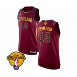 Men's Nike Cleveland Cavaliers #13 Tristan Thompson Authentic Maroon 2018 NBA Finals Bound NBA Jersey - Icon Edition