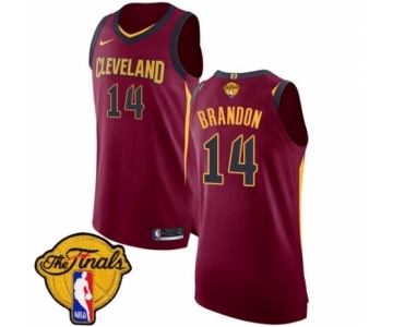 Men's Nike Cleveland Cavaliers #14 Terrell Brandon Authentic Maroon 2018 NBA Finals Bound NBA Jersey - Icon Edition