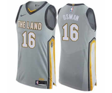 Men's Nike Cleveland Cavaliers #16 Cedi Osman Authentic Gray NBA Jersey - City Edition