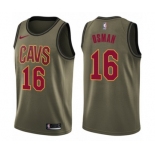 Men's Nike Cleveland Cavaliers #16 Cedi Osman Swingman Green Salute to Service NBA Jersey