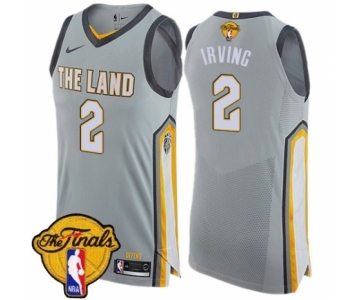 Men's Nike Cleveland Cavaliers #2 Kyrie Irving Authentic Gray 2018 NBA Finals Bound NBA Jersey - City Edition