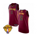 Men's Nike Cleveland Cavaliers #2 Kyrie Irving Authentic Maroon 2018 NBA Finals Bound NBA Jersey - Icon Edition