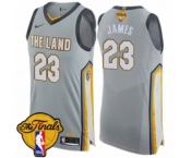 Men's Nike Cleveland Cavaliers #23 LeBron James Authentic Gray 2018 NBA Finals Bound NBA Jersey - City Edition