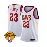 Men's Nike Cleveland Cavaliers #23 LeBron James Authentic White 2018 NBA Finals Bound NBA Jersey - Association Edition