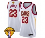 Men's Nike Cleveland Cavaliers #23 LeBron James Authentic White 2018 NBA Finals Bound NBA Jersey - Association Edition