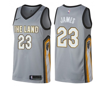 Men's Nike Cleveland Cavaliers #23 LeBron James Swingman Gray NBA Jersey - City Edition