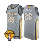 Men's Nike Cleveland Cavaliers #26 Kyle Korver Authentic Gray 2018 NBA Finals Bound NBA Jersey - City Edition