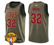 Men's Nike Cleveland Cavaliers #32 Jeff Green Swingman Green Salute to Service 2018 NBA Finals Bound NBA Jersey