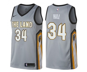 Men's Nike Cleveland Cavaliers #34 Tyrone Hill Swingman Gray NBA Jersey - City Edition