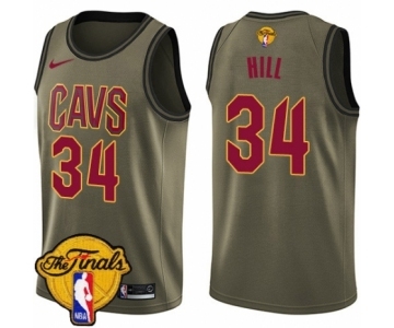 Men's Nike Cleveland Cavaliers #34 Tyrone Hill Swingman Green Salute to Service 2018 NBA Finals Bound NBA Jersey