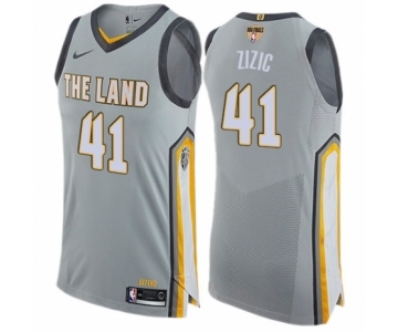 Men's Nike Cleveland Cavaliers #41 Ante Zizic Authentic Gray 2018 NBA Finals Bound NBA Jersey - City Edition