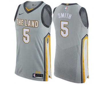 Men's Nike Cleveland Cavaliers #5 J.R. Smith Authentic Gray NBA Jersey - City Edition