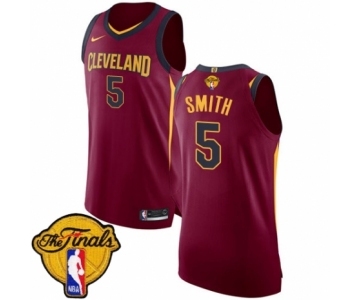 Men's Nike Cleveland Cavaliers #5 J.R. Smith Authentic Maroon 2018 NBA Finals Bound NBA Jersey - Icon Edition