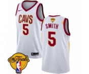 Men's Nike Cleveland Cavaliers #5 J.R. Smith Authentic White 2018 NBA Finals Bound NBA Jersey - Association Edition