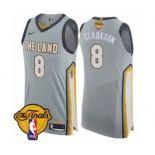 Men's Nike Cleveland Cavaliers #8 Jordan Clarkson Authentic Gray 2018 NBA Finals Bound NBA Jersey - City Edition